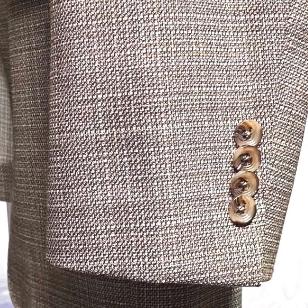 Cremieux Mens 48L Blazer Sport Coat 100% Wool Micro Check Brown Tan 2-Button